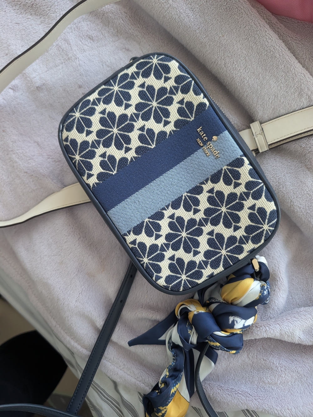 kate spade Navy and Cream Floral Stripe Crossbody